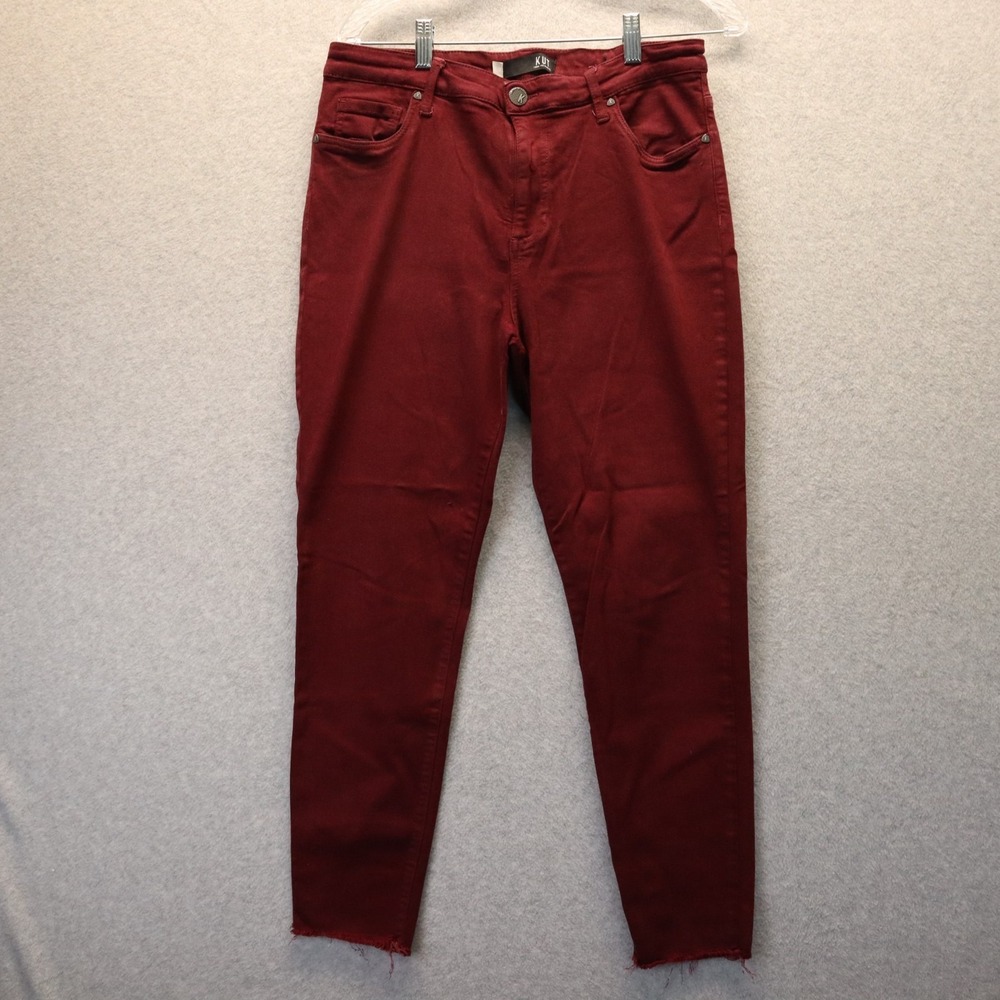 KUT from the Kloth Jeans Womens 12 Donna High Rise Ankle Skinny Stretch Maroon